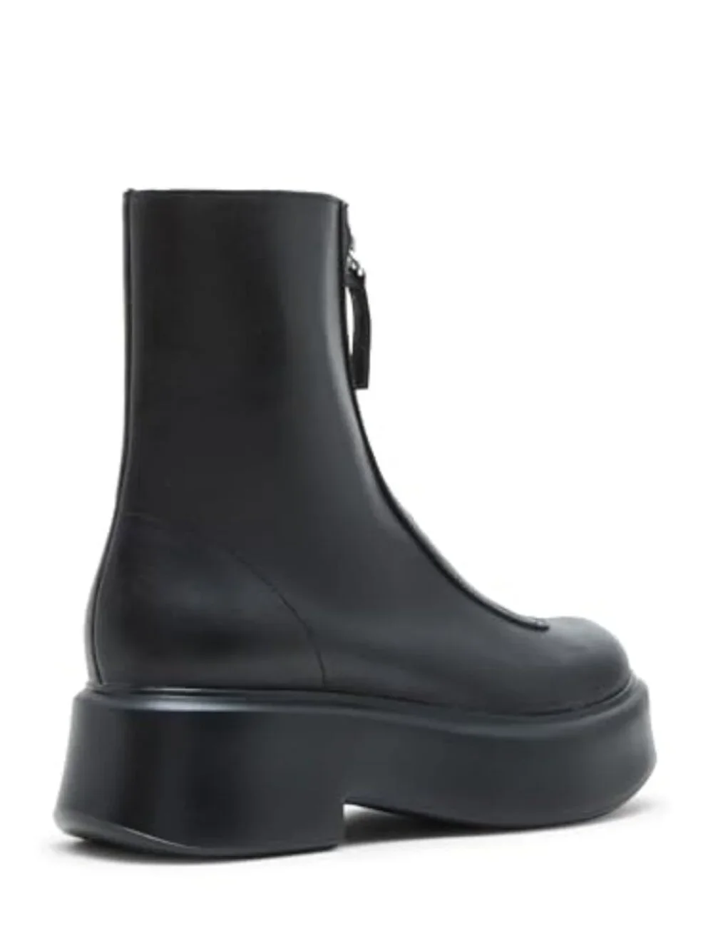 Ankle Boot with Block Heel and Front Zipper